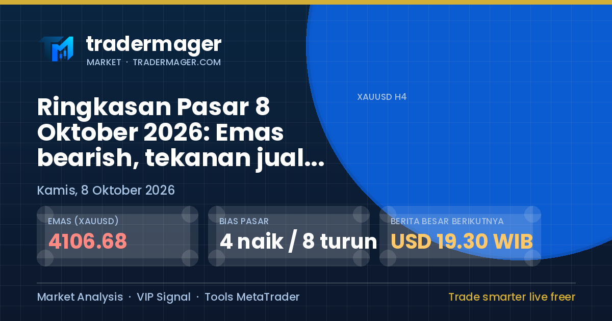 Ringkasan Pasar 8 Oktober 2026: Emas bearish, tekanan jual mendominasi