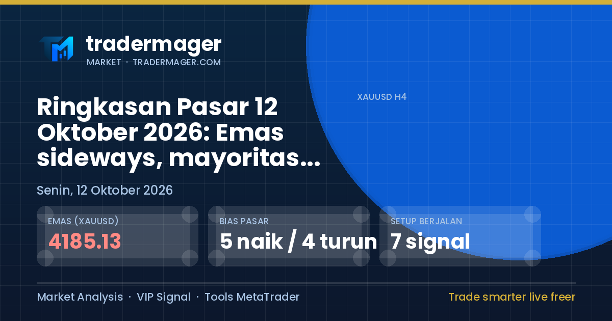 Ringkasan Pasar 12 Oktober 2026: Emas sideways, mayoritas instrumen menguat