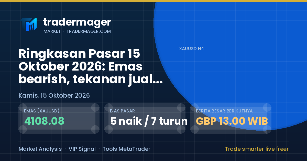 Ringkasan Pasar 15 Oktober 2026: Emas bearish, tekanan jual mendominasi